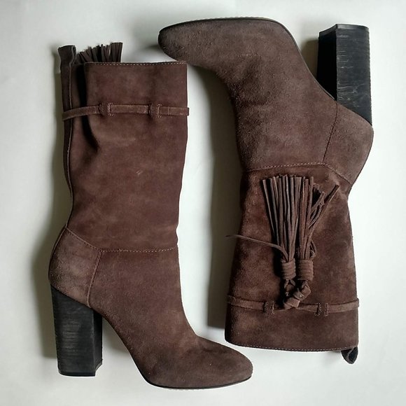 Vince Camuto Slouch Grey Suede Leather Boots 7 - Picture 3 of 14